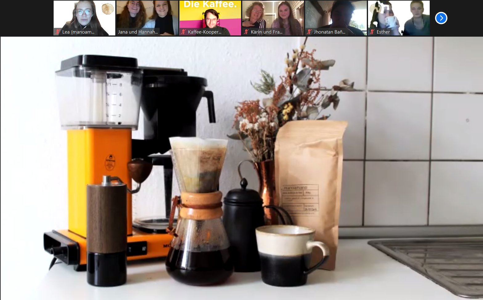 Kaffee in einem zoom-Meeting